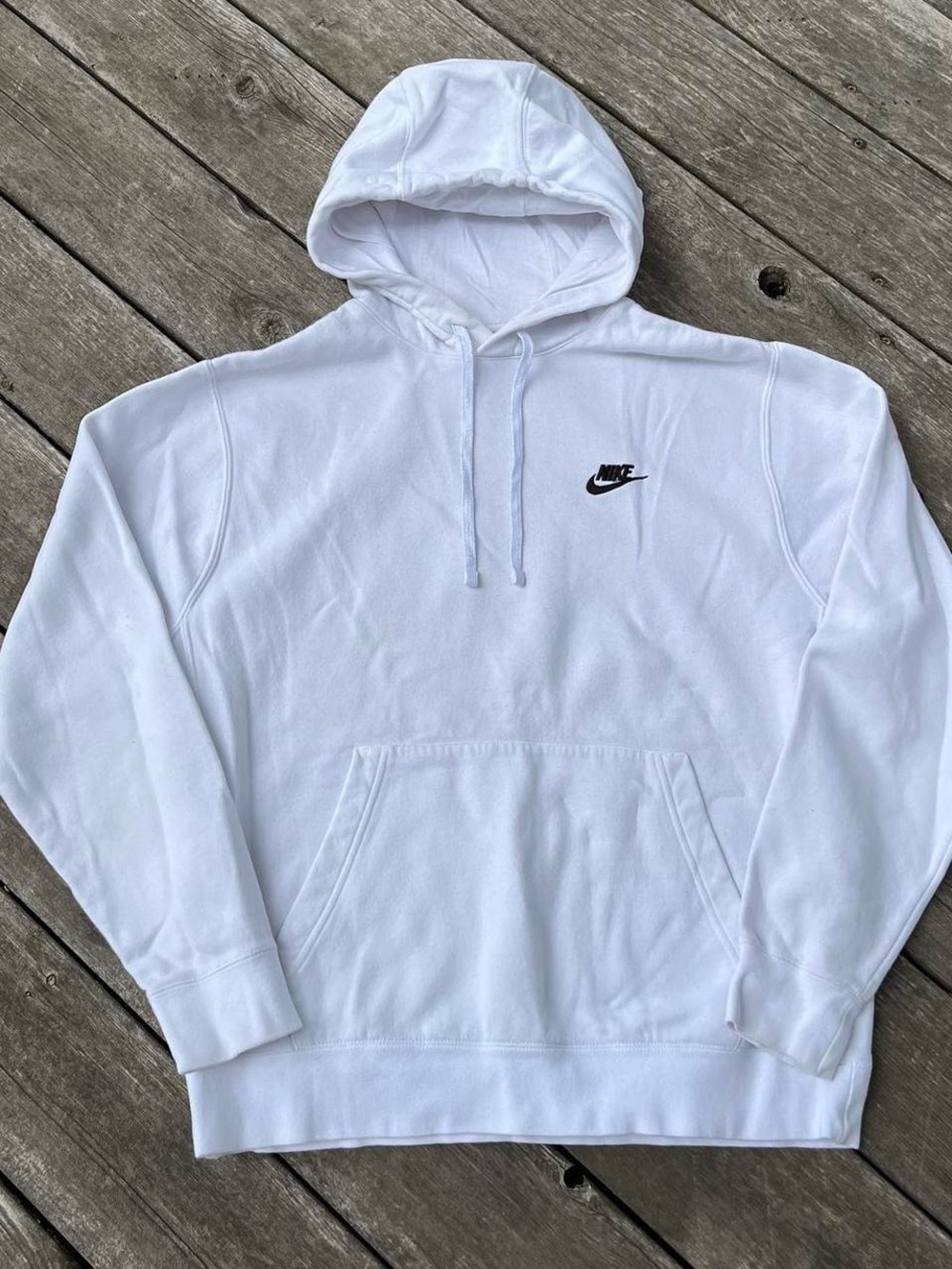 Nike white embroidered logo hoodie